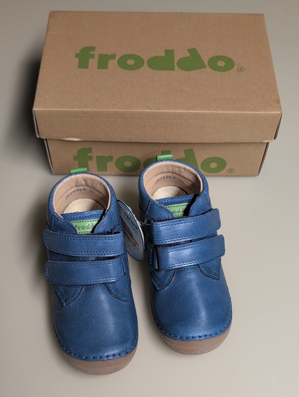 Froddo Boys Blue Leather Hook-and-Loop Shoes